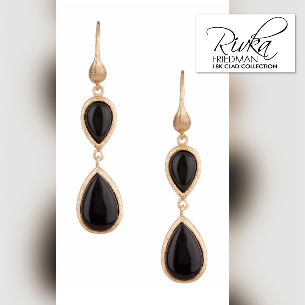 Rivka Friedman Inverted Teardrop Onyx Earring